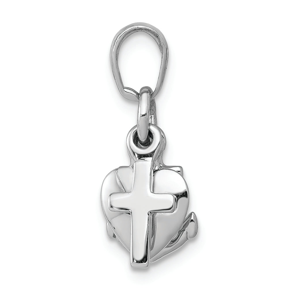 FJC Finejewelers 14k White Gold White 3d Faith  Hope Love (cross Anchor Heart) Mini Charm