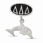 LogoArt Sterling Silver Delta Delta Delta Oval With Dolphin Dangle Bead Charm