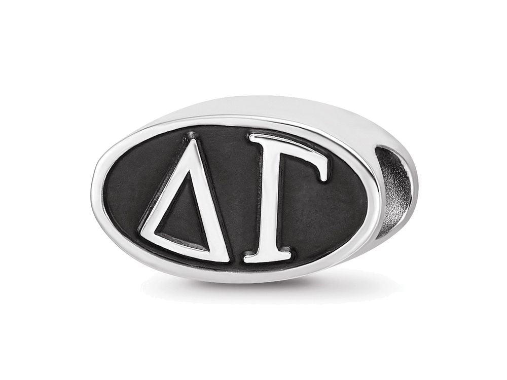 LogoArt Sterling Silver 12.25mm Delta Gama Oval Letters Bead Charm
