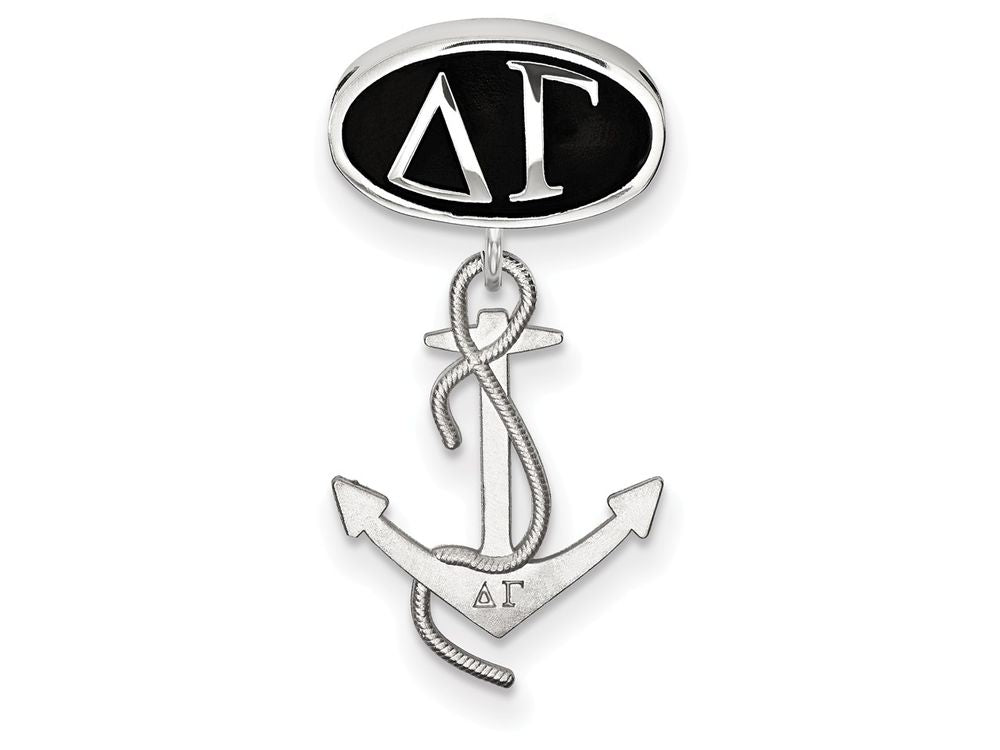 LogoArt Sterling Silver Delta Gamma Oval Bead Charm With Anchor Dangle Bead Charm