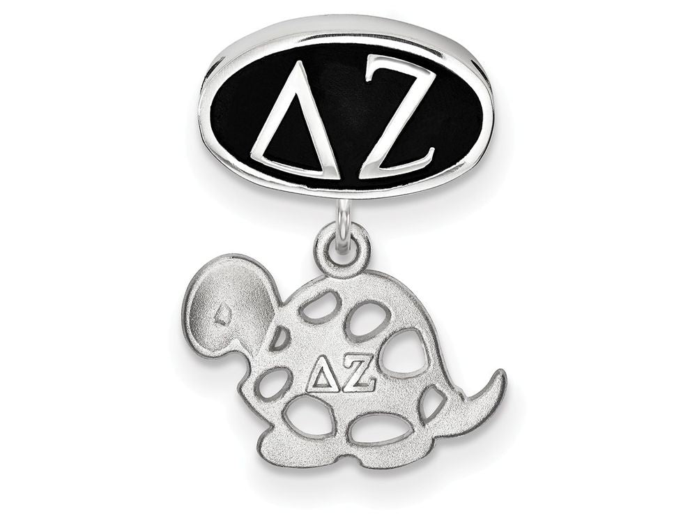 LogoArt Sterling Silver Delta Zeta Oval Bead Charm With Turtal Dangle Bead Charm