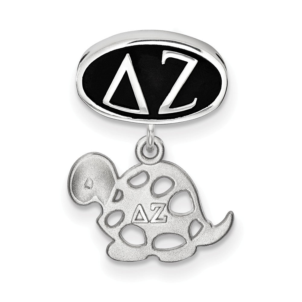 LogoArt Sterling Silver Delta Zeta Oval Bead Charm With Turtal Dangle Bead Charm