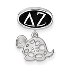 LogoArt Sterling Silver Delta Zeta Oval Bead Charm With Turtal Dangle Bead Charm