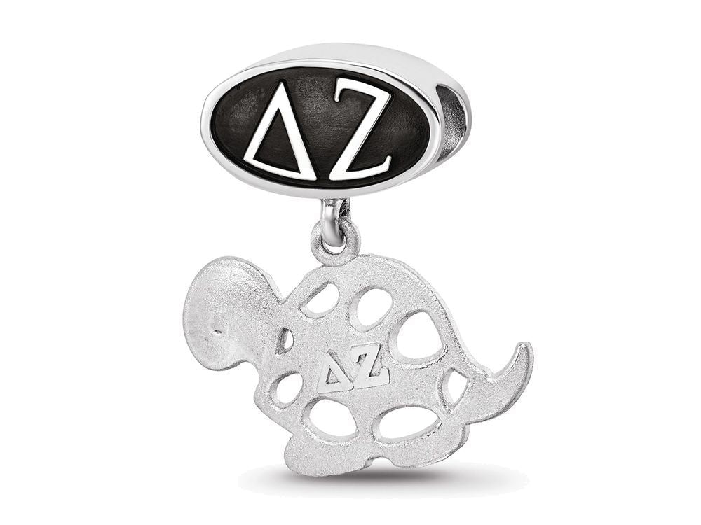 LogoArt Sterling Silver Delta Zeta Oval Bead Charm With Turtal Dangle Bead Charm