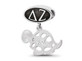 LogoArt Sterling Silver Delta Zeta Oval Bead Charm With Turtal Dangle Bead Charm