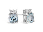 FJC Finejewelers 10k White Gold 6mm Cushion-Cut Aquamarine with White Topaz Earrings