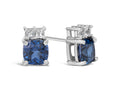 FJC Finejewelers 10k White Gold 6mm Cushion-Cut Created Blue Sapphire with White Topaz Earrings