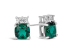 FJC Finejewelers 10k White Gold 6mm Cushion-Cut Created Emerald with White Topaz Earrings