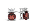 FJC Finejewelers 10k White Gold 6mm Cushion-Cut Garnet with White Topaz Earrings