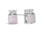 FJC Finejewelers 10k White Gold 6mm Cushion-Cut Created Opal with White Topaz Earrings