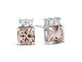 FJC Finejewelers 10k White Gold 6mm Cushion-Cut Morganite with White Topaz Earrings