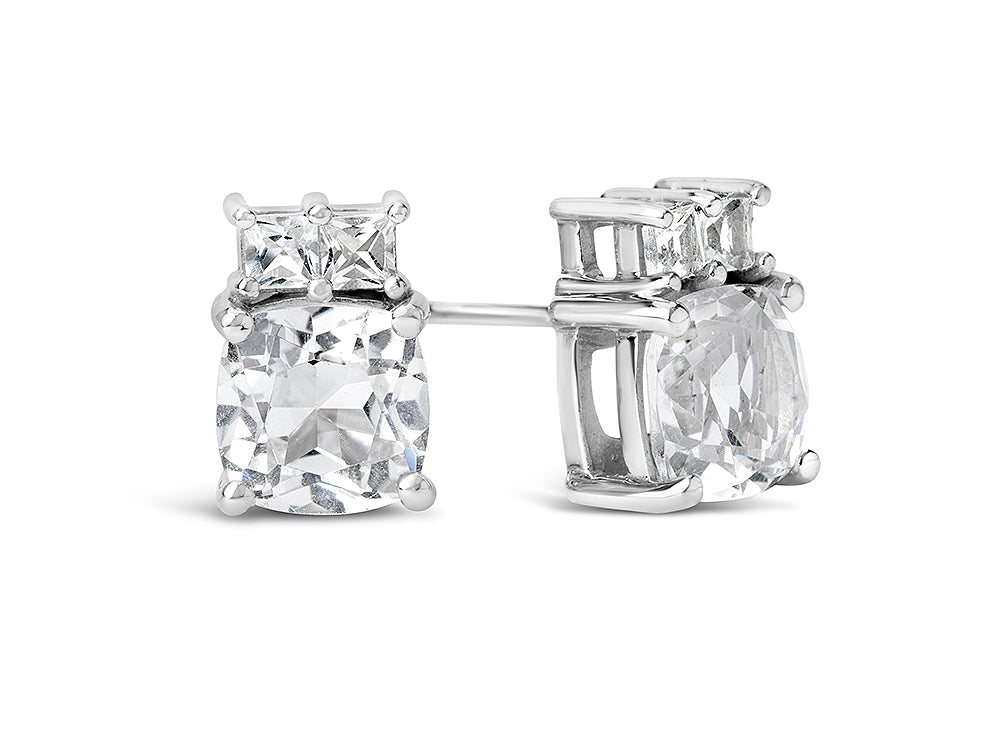 FJC Finejewelers 10k White Gold 6mm Cushion-Cut White Topaz Earrings