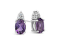 FJC Finejewelers 10k White Gold 7x5mm Oval Amethyst with Round White Topaz Earrings