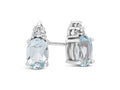 FJC Finejewelers 10k White Gold 7x5mm Oval Aquamarine with White Topaz Earrings
