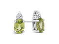 FJC Finejewelers 10k White Gold 7x5mm Oval Peridot with White Topaz Earrings
