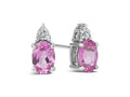 FJC Finejewelers 10k White Gold 7x5mm Oval Created Pink Sapphire with White Topaz Earrings