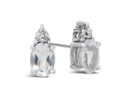 FJC Finejewelers 10k White Gold 7x5mm Oval Round White Topaz Earrings