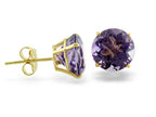FJC Finejewelers 14k Yellow Gold 8mm Round Amethyst Stud Earrings