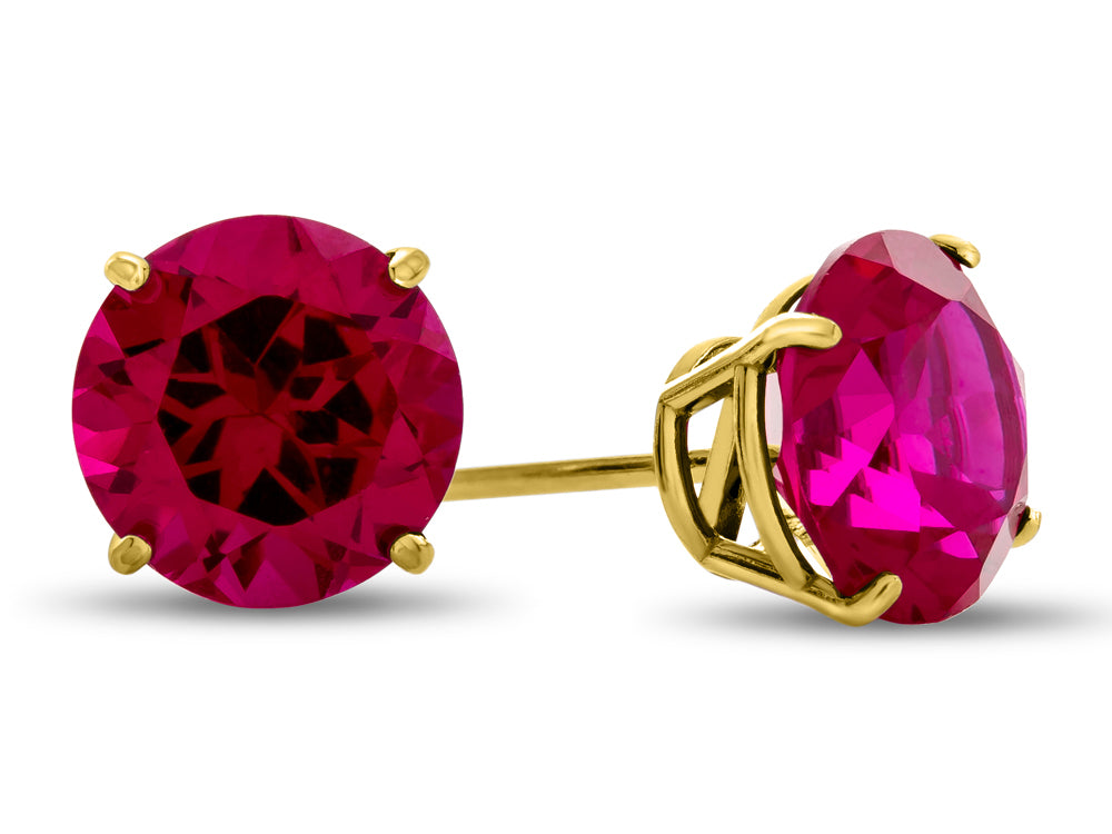 FJC Finejewelers 14k Yellow Gold 8mm Round Created Ruby Stud Earrings