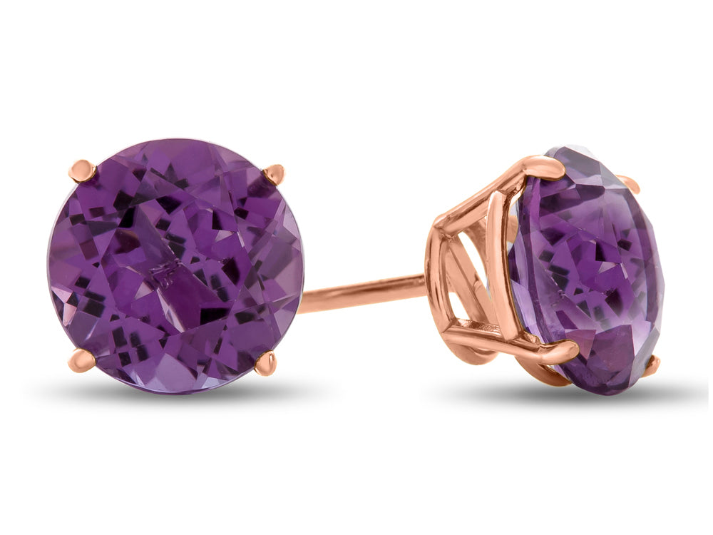 FJC Finejewelers 10k Rose Gold 7mm Round Amethyst Post-With-Friction-Back Stud Earrings