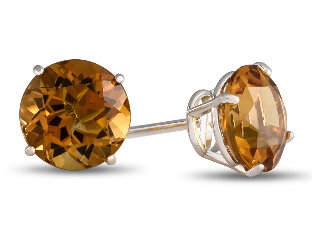 FJC Finejewelers 10k White Gold 7mm Round Citrine Post-With-Friction-Back Stud Earrings