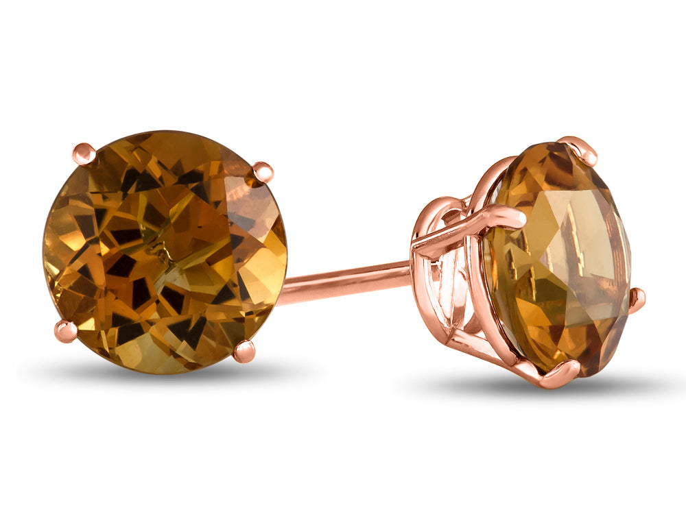 FJC Finejewelers 14k Rose Gold 7mm Round Citrine Post-With-Friction-Back Stud Earrings