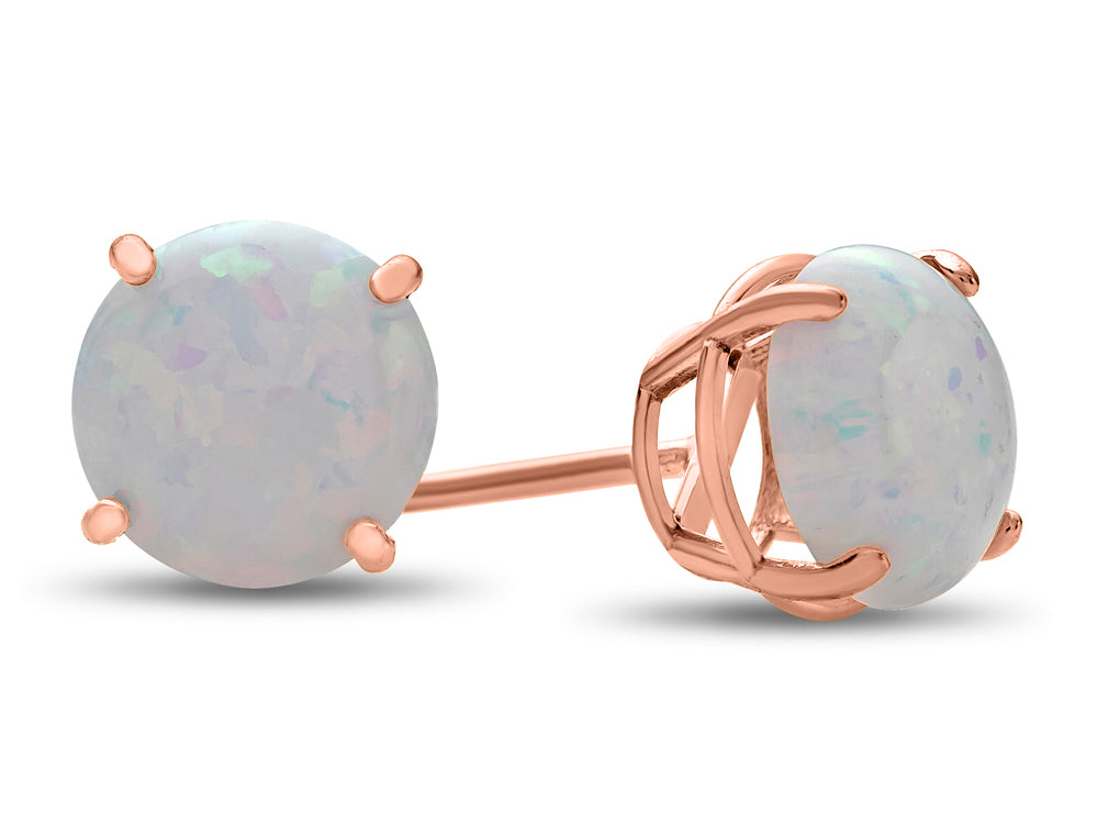 FJC Finejewelers 10k Rose Gold 7mm Round Created Opal Post-With-Friction-Back Stud Earrings