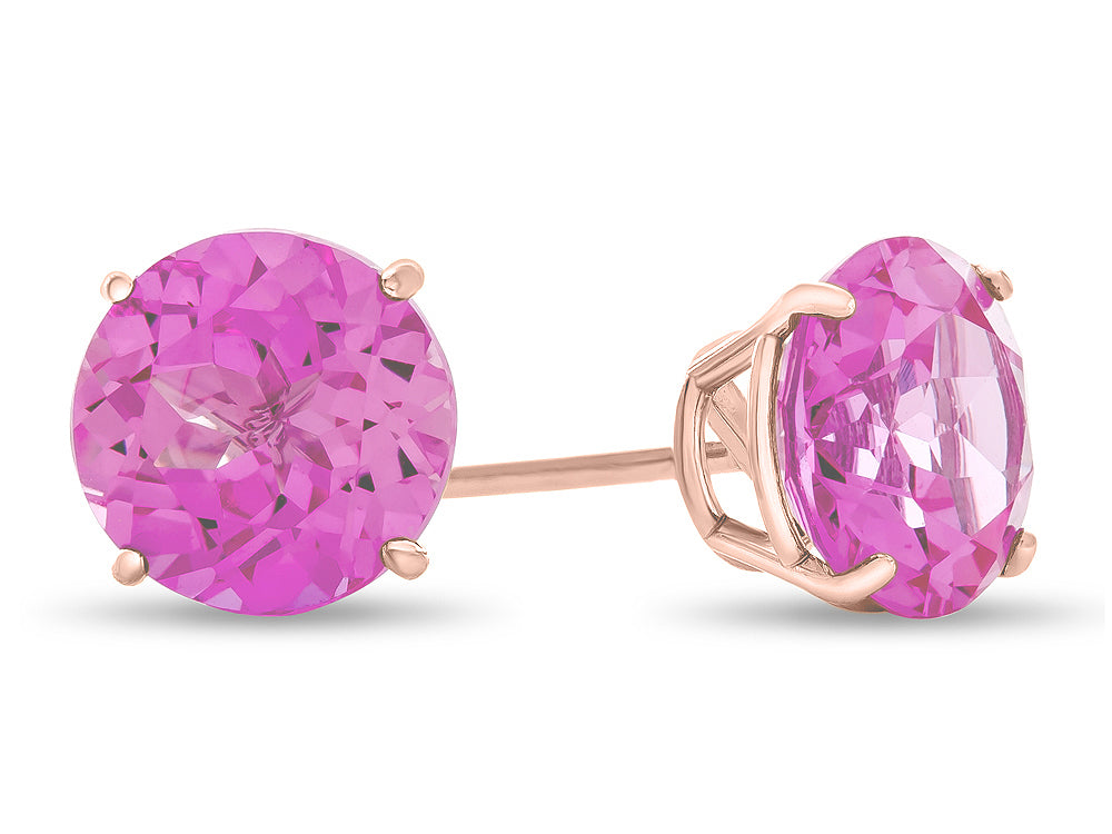 FJC Finejewelers 10k Rose Gold 7mm Round Created Pink Sapphire Post-With-Friction-Back Stud Earrings