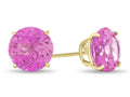 FJC Finejewelers 10k Yellow Gold 7mm Round Created Pink Sapphire Post-With-Friction-Back Stud Earrings