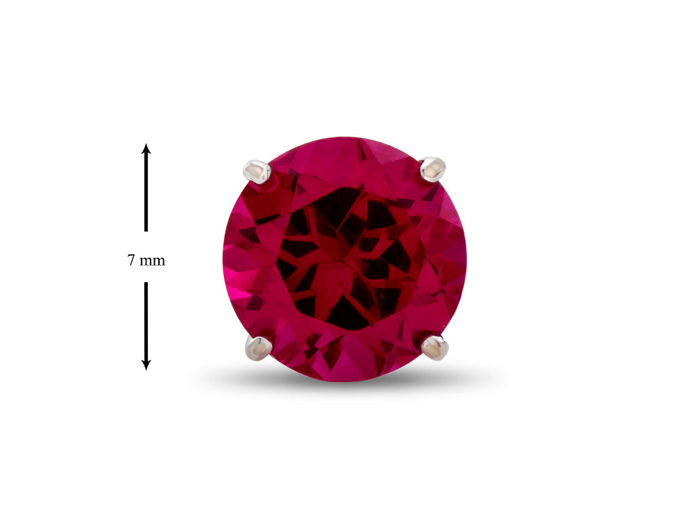 FJC Finejewelers 10k White Gold 7mm Round Created Ruby Post-With-Friction-Back Stud Earrings