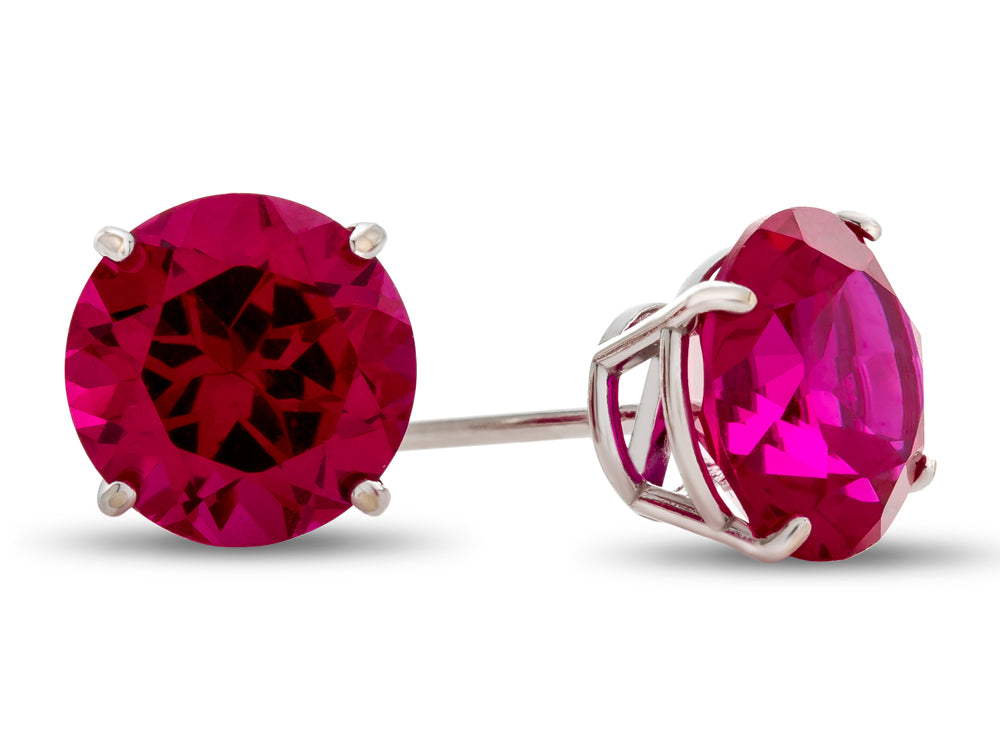 FJC Finejewelers 10k White Gold 7mm Round Created Ruby Post-With-Friction-Back Stud Earrings