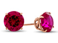 FJC Finejewelers 14k Rose Gold 7mm Round Created Ruby Post-With-Friction-Back Stud Earrings