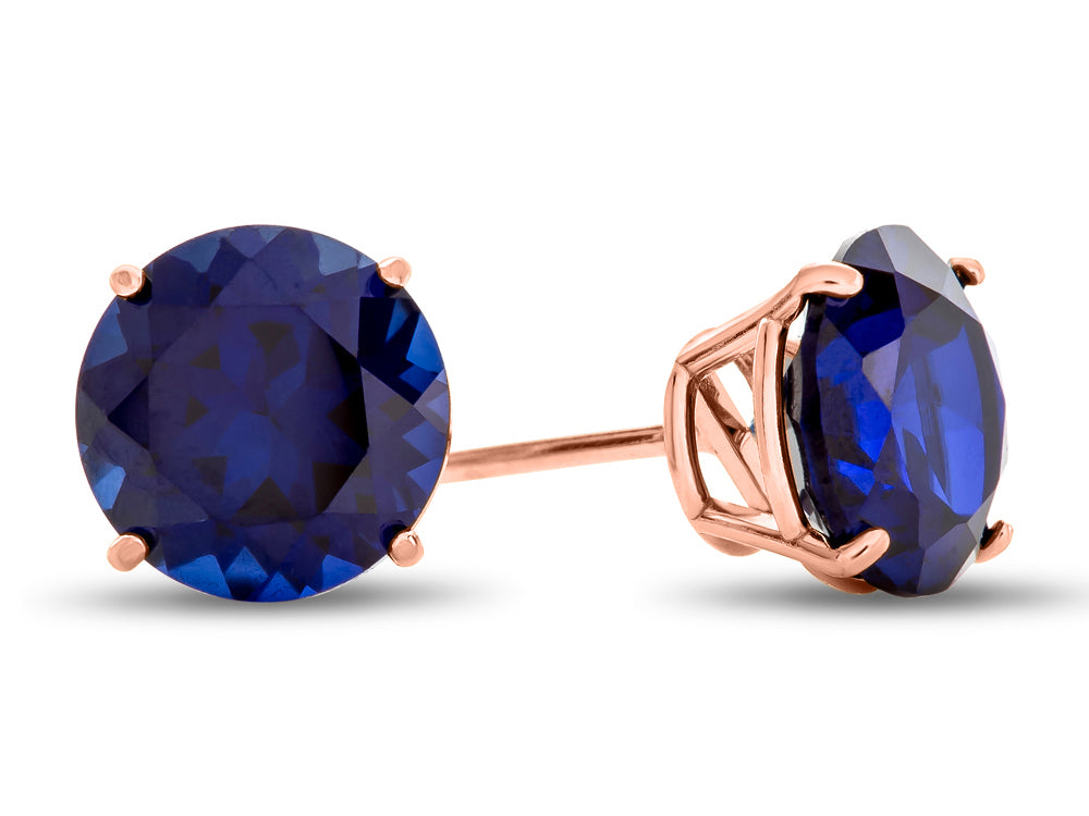 FJC Finejewelers 10k Rose Gold 7mm Round Created Blue Sapphire Stud Earrings