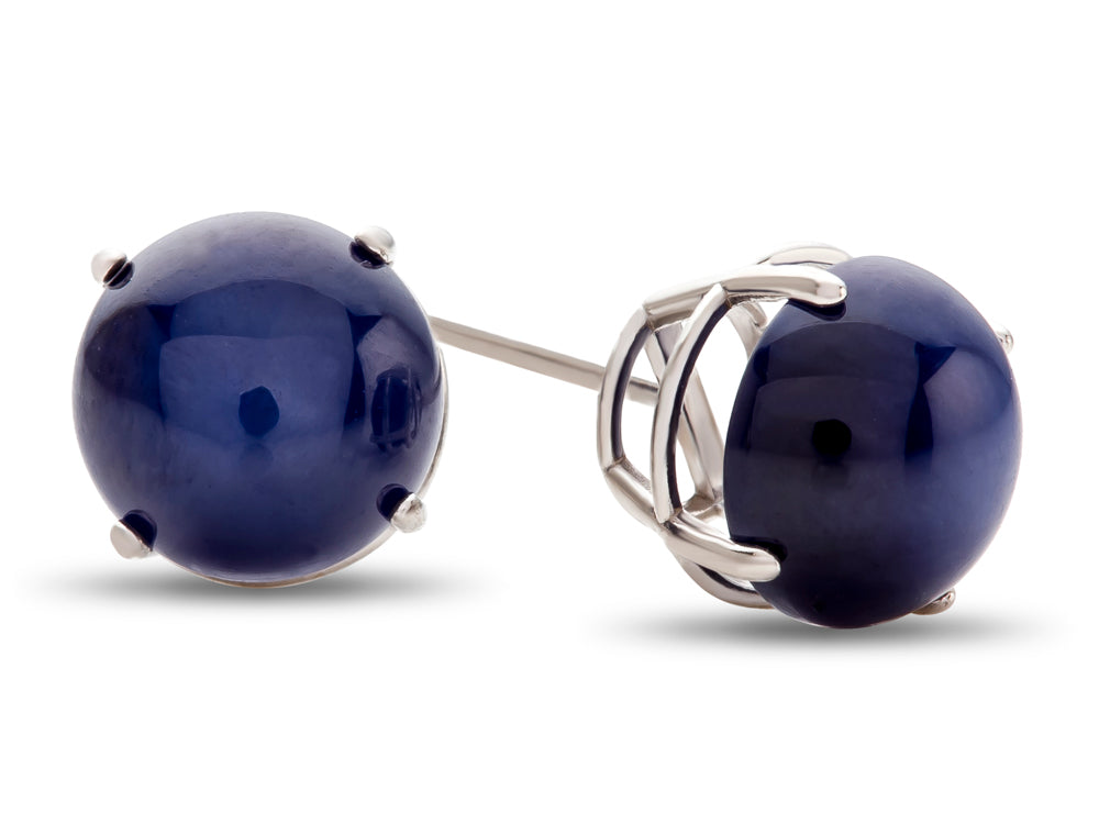 FJC Finejewelers 10k White Gold 7mm Round Created Star Sapphire Post-With-Friction-Back Stud Earrings