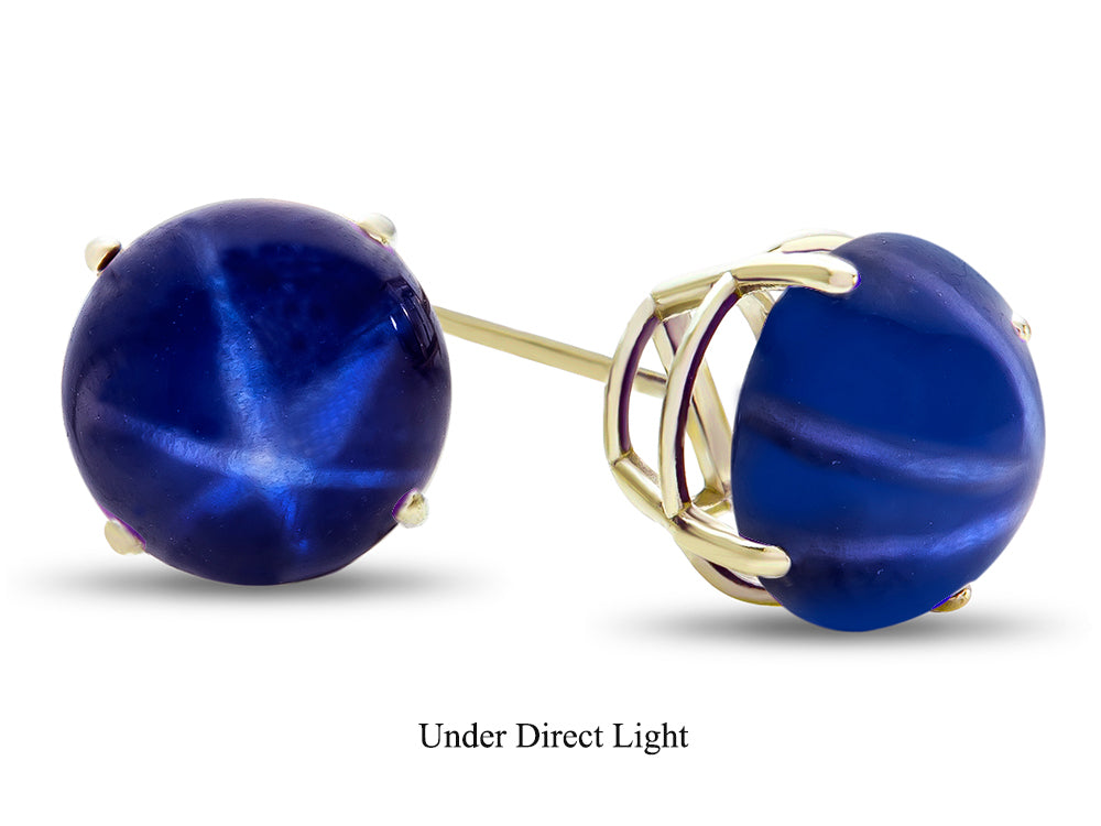FJC Finejewelers 10k Yellow Gold 7mm Round Created Star Sapphire Post-With-Friction-Back Stud Earrings