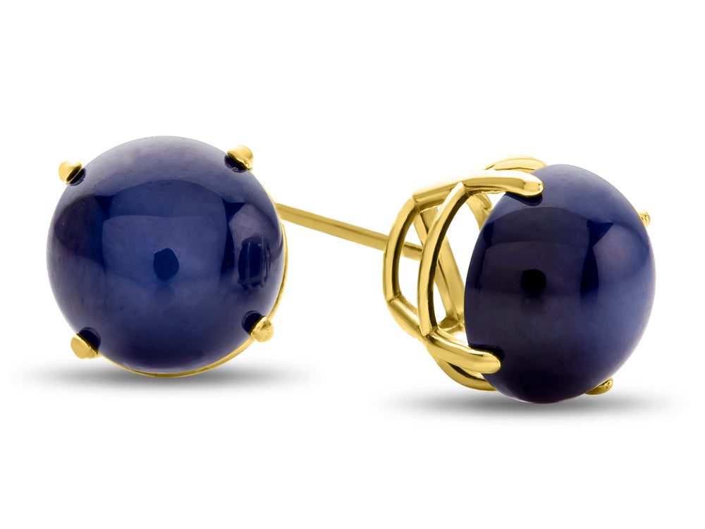 FJC Finejewelers 10k Yellow Gold 7mm Round Created Star Sapphire Post-With-Friction-Back Stud Earrings