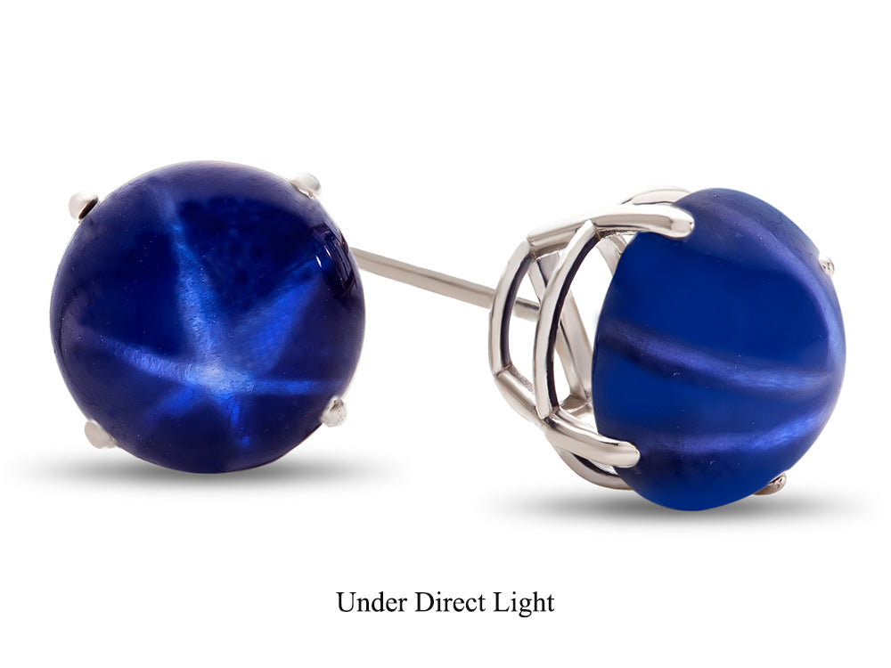 FJC Finejewelers 14k White Gold 7mm Round Created Star Sapphire Post-With-Friction-Back Stud Earrings
