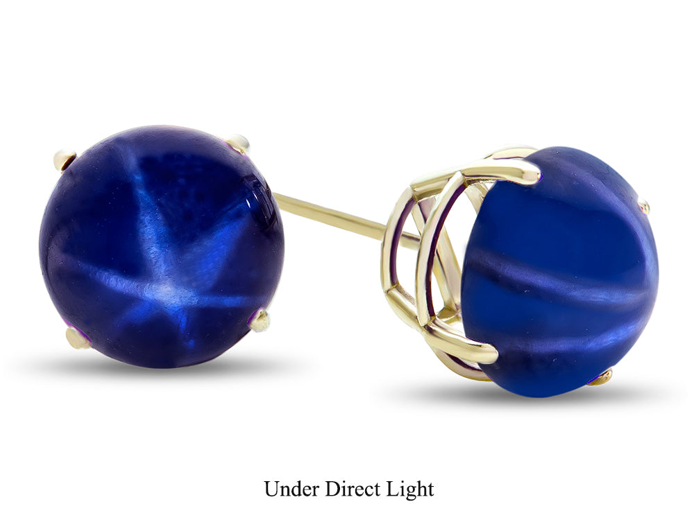 FJC Finejewelers 14k Yellow Gold 7mm Round Created Star Sapphire Post-With-Friction-Back Stud Earrings