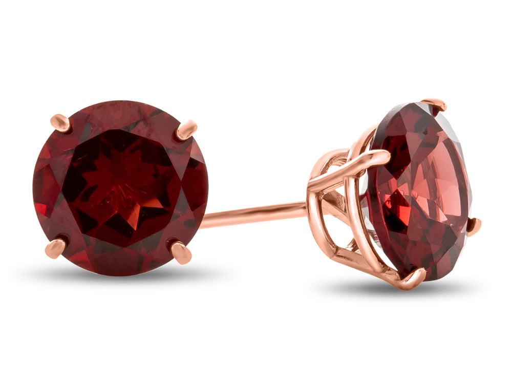 FJC Finejewelers 10k Rose Gold 7mm Round Garnet Post-With-Friction-Back Stud Earrings