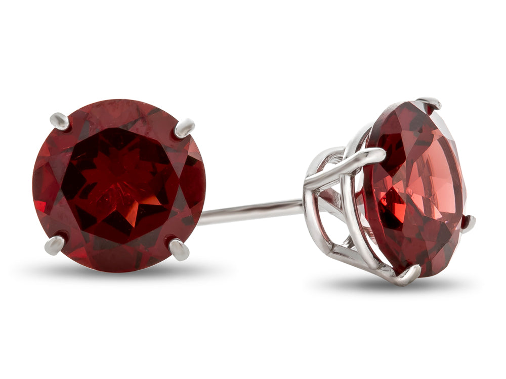 FJC Finejewelers 10k White Gold 7mm Round Garnet Post-With-Friction-Back Stud Earrings