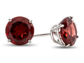 FJC Finejewelers 14k White Gold 7mm Round Garnet Post-With-Friction-Back Stud Earrings
