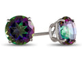 FJC Finejewelers 10k White Gold 7mm Round Mystic Topaz Post-With-Friction-Back Stud Earrings
