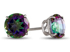 FJC Finejewelers 10k White Gold 7mm Round Mystic Topaz Post-With-Friction-Back Stud Earrings