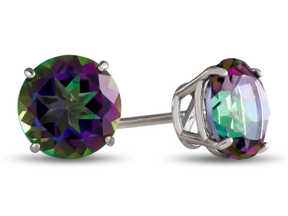 FJC Finejewelers 14k White Gold 7mm Round Mystic Topaz Post-With-Friction-Back Stud Earrings