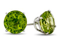 FJC Finejewelers 14k White Gold 7mm Round Peridot Post-With-Friction-Back Stud Earrings