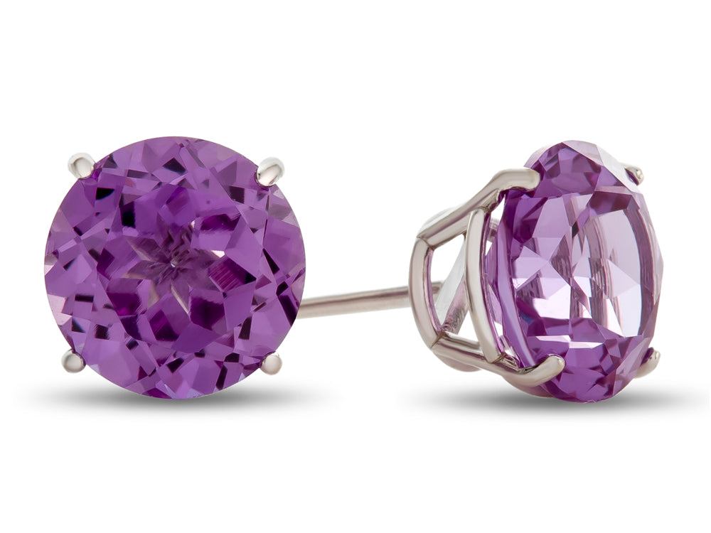 FJC Finejewelers 10k White Gold 7mm Round Simulated Alexandrite Post-With-Friction-Back Stud Earrings