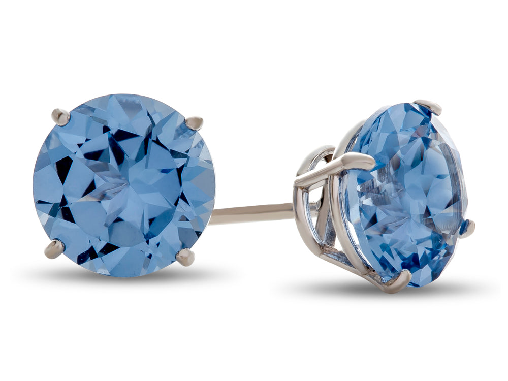 FJC Finejewelers 14k White Gold 7mm Round Simulated Aquamarine Post-With-Friction-Back Stud Earrings