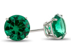 FJC Finejewelers 925 Sterling Silver 7mm Round Simulated Emerald Post-With-Friction-Back Stud Earrings