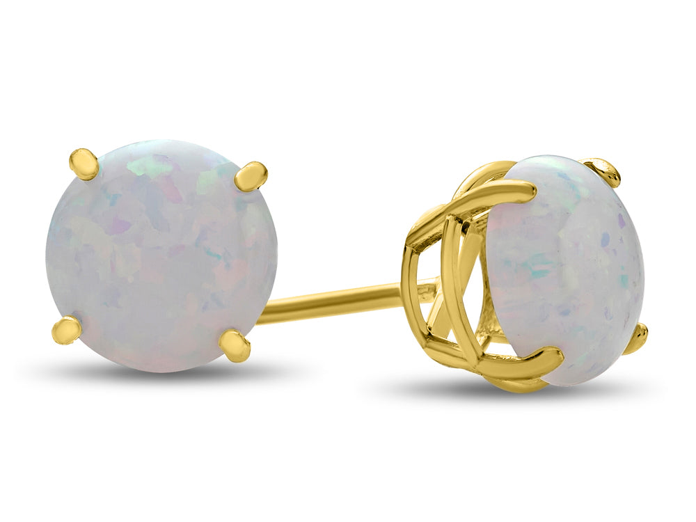FJC Finejewelers 10k Yellow Gold 7mm Round Simulated Opal Post-With-Friction-Back Stud Earrings