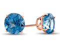 FJC Finejewelers 14k Rose Gold 7mm Round Swiss Blue Topaz Post-With-Friction-Back Stud Earrings